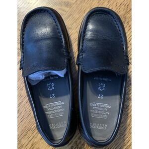 GEOX Boys  Leather Black Shoes‎ Loafer Slip On Size EU27 US9 EUC